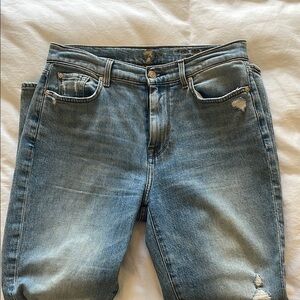 7 For All Mankind Blue Skinny Jeans with Vintage Fade